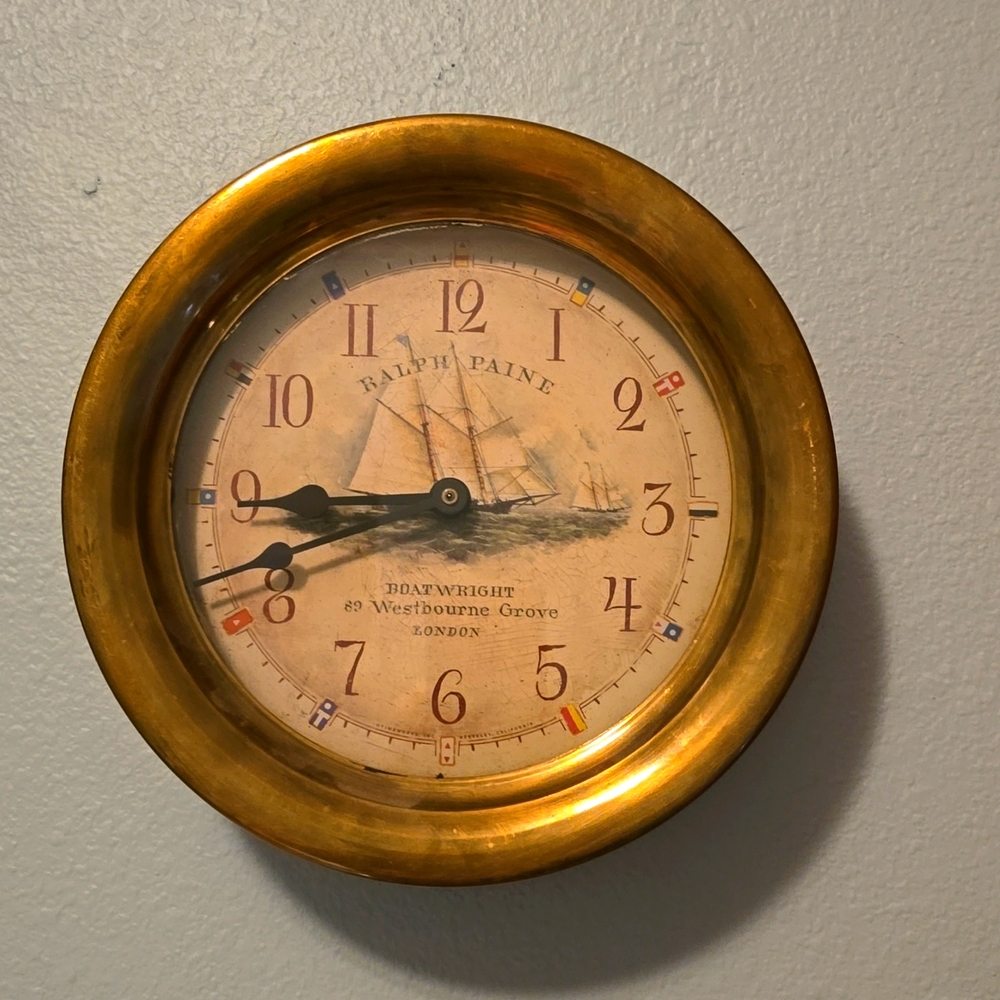 Timeworks genuine Ralph Paine vintage brass clock - Picture 9 of 10